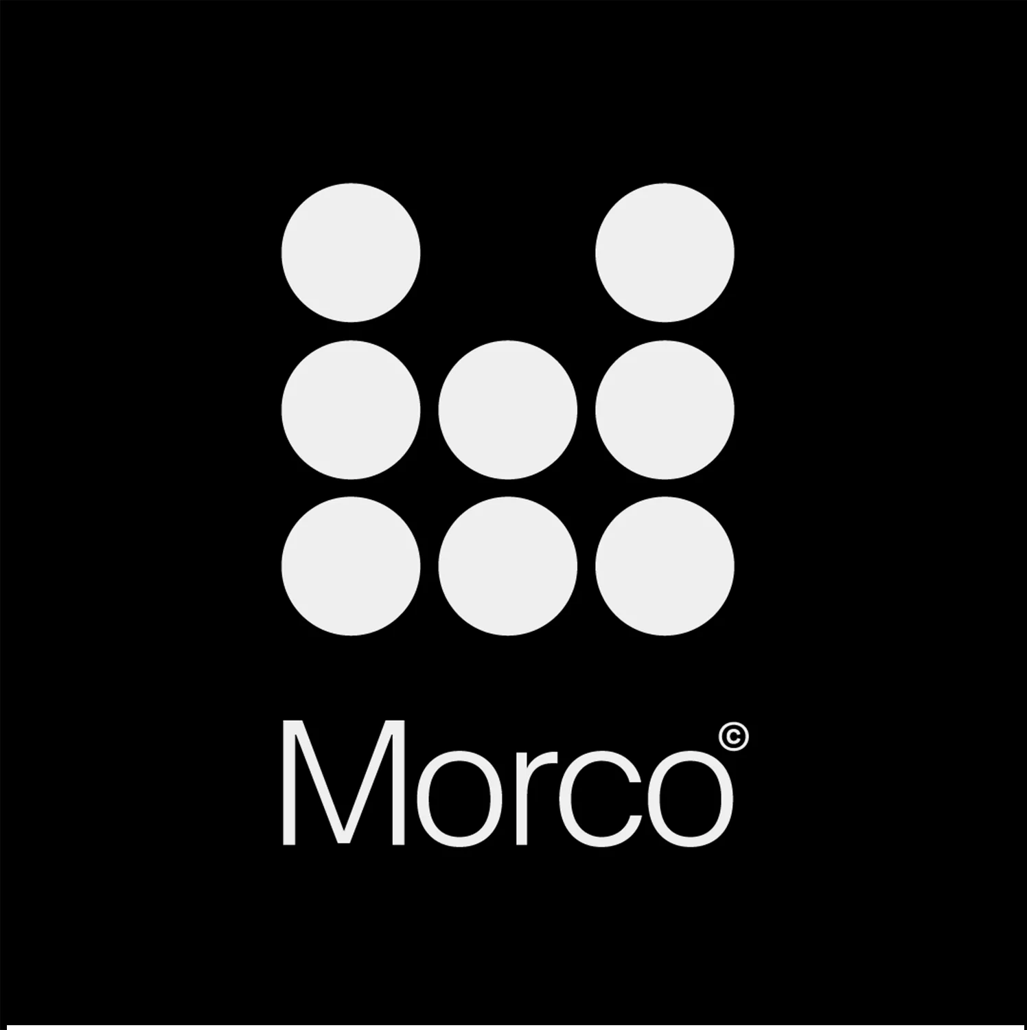 Logotipo preexistente de Morco sobre fondo negro